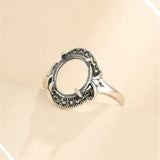 10x12mm Oval Cabochon Ring Setting Thai Silver Adjustable Band SR0004
