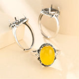 10x12mm Oval Cabochon Ring Setting Thai Silver Adjustable Band SR0004
