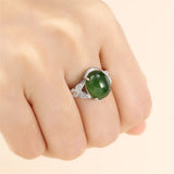 925 Silver Zircon Oval Cabochon Ring Setting Adjustable Band SR0024