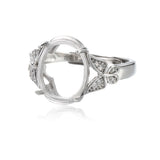 925 Silver Zircon Oval Cabochon Ring Setting Adjustable Band SR0024