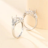 925 Silver Zircon Oval Cabochon Ring Setting Adjustable Band SR0024