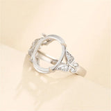 925 Silver Zircon Oval Cabochon Ring Setting Adjustable Band SR0024