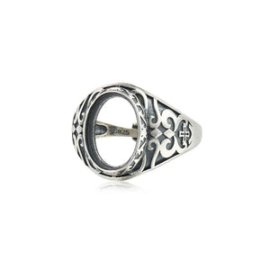 Thai Silver Antique Style Oval Cabochon Ring Setting