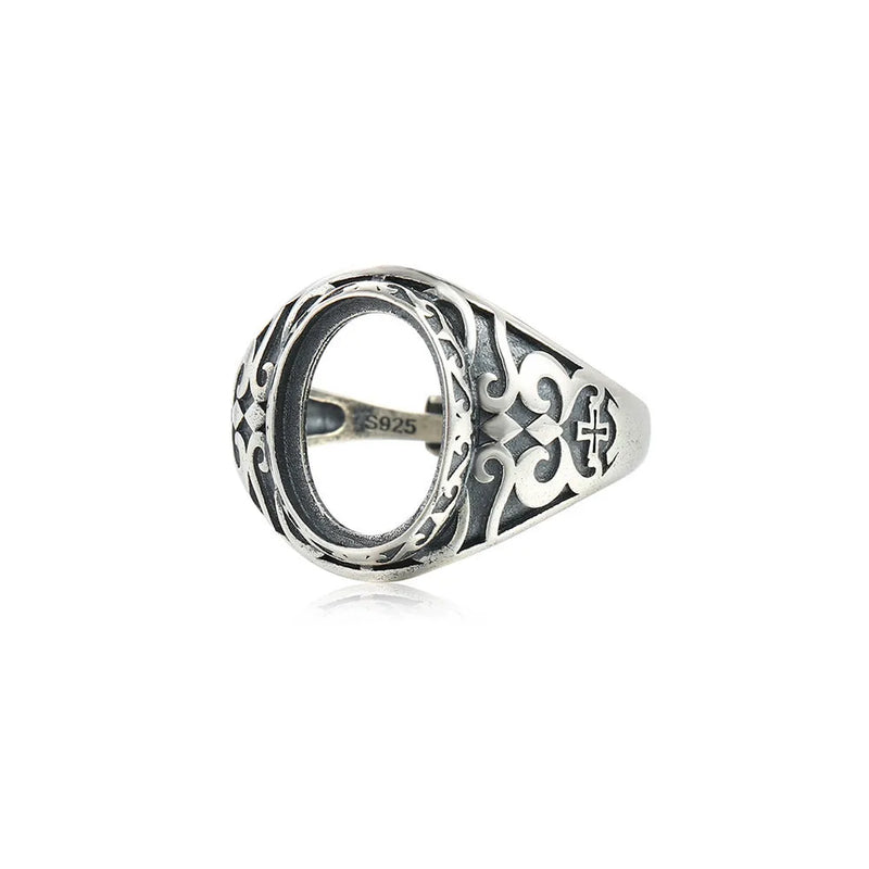 Thai Silver Antique Style Oval Cabochon Ring Setting