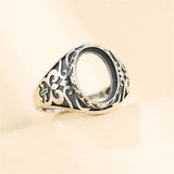 Thai Silver Antique Style Oval Cabochon Ring Setting