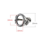 925 Sterling Silver Adjustable Band Ring Base for 10x14mm Oval Cabochons