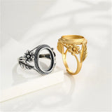 925 Sterling Silver Adjustable Band Ring Base for 10x14mm Oval Cabochons