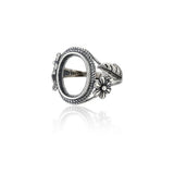 925 Sterling Silver Adjustable Band Ring Base for 10x14mm Oval Cabochons