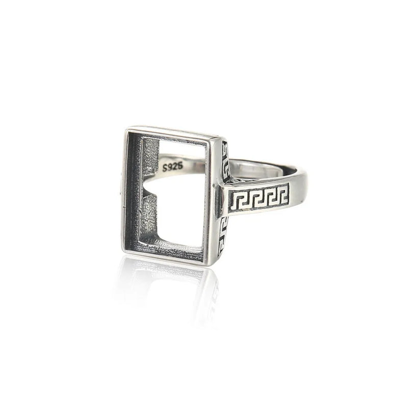 925 Sterling Silver Ring Base for 10x14mm Cabochons, Adjustable Ring Blank