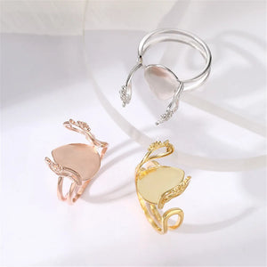 925 Silver Teardrop Cabochon Ring Setting, Adjustable Ring Blank SR0171