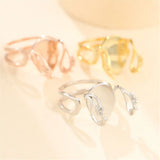 925 Silver Teardrop Cabochon Ring Setting, Adjustable Ring Blank SR0171