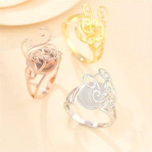 925 Silver Adjustable Ring Base for 11x12.5mm Oval Cabochons