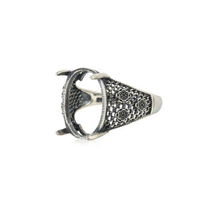 11x15mm Oval Cabochon Ring Blank Thai Silver Adjustable Base