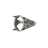 11x15mm Oval Cabochon Ring Blank Thai Silver Adjustable Base