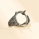 11x15mm Oval Cabochon Ring Blank Thai Silver Adjustable Base