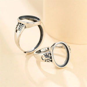 Adjustable Thai Silver Ring Base for 11x15mm Oval Cabochons SR0046