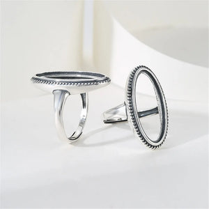 Thai Silver Adjustable Ring Base for 11x24mm Cabochons