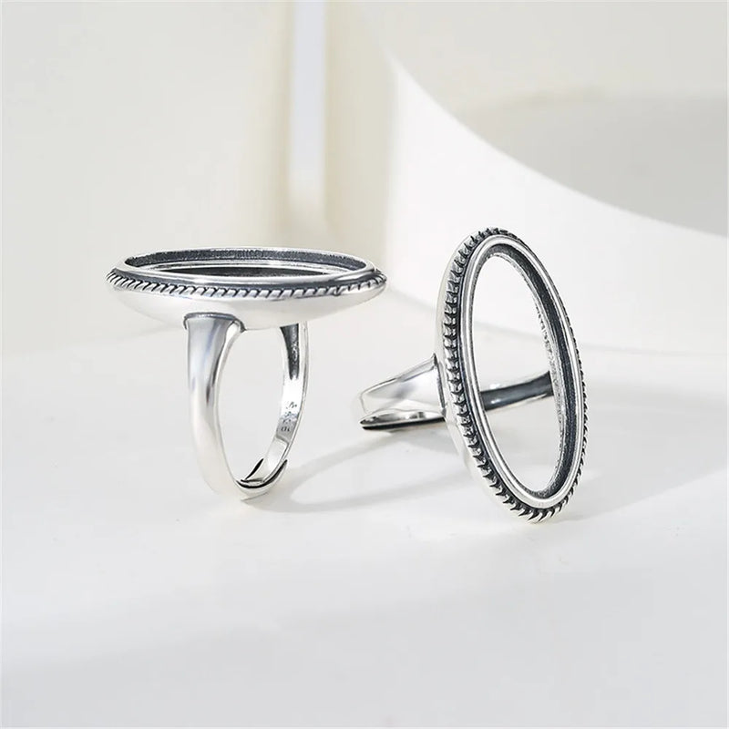 Thai Silver Adjustable Ring Base for 11x24mm Cabochons
