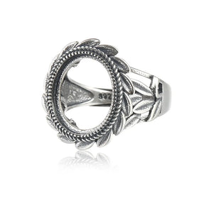Adjustable Thai Silver Ring Setting for 12x14mm Oval Cabochons