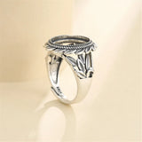 Adjustable Thai Silver Ring Setting for 12x14mm Oval Cabochons