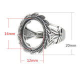 Adjustable Thai Silver Ring Setting for 12x14mm Oval Cabochons
