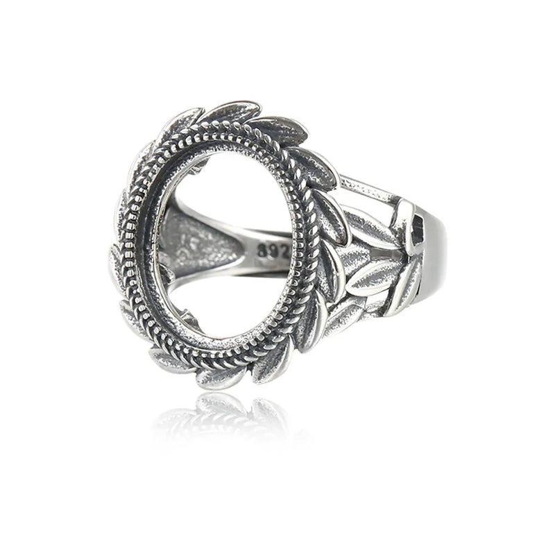 Adjustable Thai Silver Ring Setting for 12x14mm Oval Cabochons