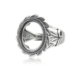 Adjustable Thai Silver Ring Setting for 12x14mm Oval Cabochons