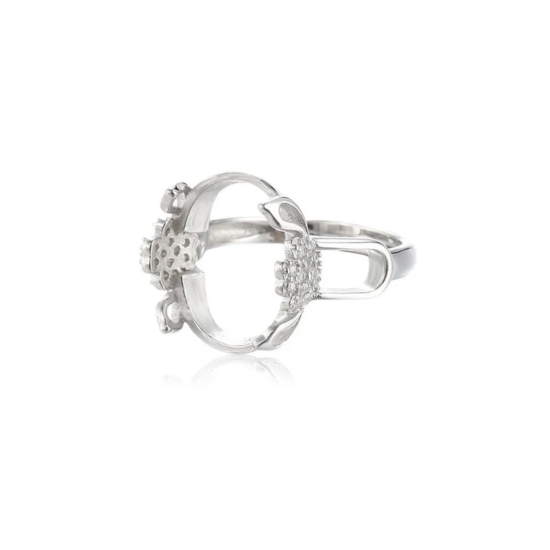 Oval Cabochon Ring Setting 925 Sterling Silver Adjustable Ring Blank
