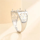 925 Silver Zircon Oval Ring Setting for 12x15mm Cabochons