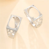 925 Silver Zircon Oval Ring Setting for 12x15mm Cabochons