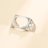 925 Silver Zircon Oval Ring Setting for 12x15mm Cabochons