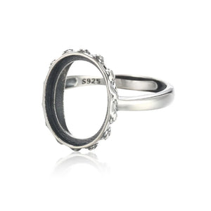 Thai Silver Adjustable Ring Base for 12x15mm Oval Cabochon