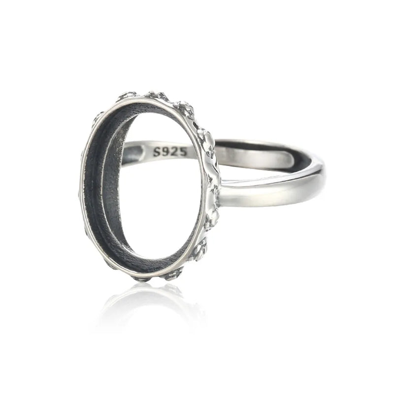 Thai Silver Adjustable Ring Base for 12x15mm Oval Cabochon
