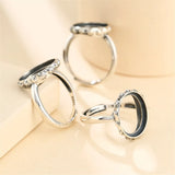 Thai Silver Adjustable Ring Base for 12x15mm Oval Cabochon