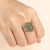 925 Silver Zircon Adjustable Ring Blank for 12x16mm Oval Cabochons