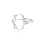 925 Silver Zircon Adjustable Ring Blank for 12x16mm Oval Cabochons