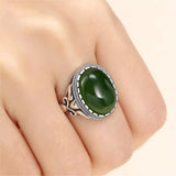 Thai Silver Oval Cabochon Ring Setting Adjustable Band SR0069