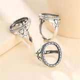 Thai Silver Oval Cabochon Ring Setting Adjustable Band SR0069