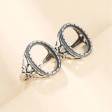 Thai Silver Oval Cabochon Ring Setting Adjustable Band SR0069