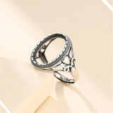 Thai Silver Oval Cabochon Ring Setting Adjustable Band SR0069