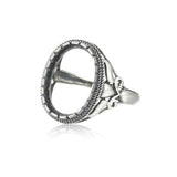 Thai Silver Oval Cabochon Ring Setting Adjustable Band SR0069