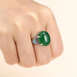 Antique Style Oval Cabochon Ring Setting Thai Silver Enamel Base