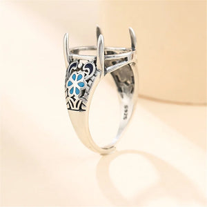 Antique Style Oval Cabochon Ring Setting Thai Silver Enamel Base