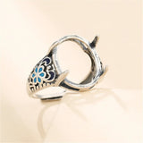 Antique Style Oval Cabochon Ring Setting Thai Silver Enamel Base
