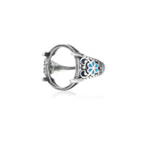 Antique Style Oval Cabochon Ring Setting Thai Silver Enamel Base