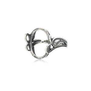 Antique Style 13x17mm Oval Cabochon Sterling Silver Adjustable Ring Base