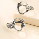Antique Style 13x17mm Oval Cabochon Sterling Silver Adjustable Ring Base