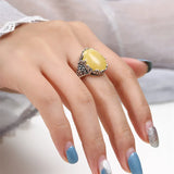 Oval Cabochon Ring Setting 925 Sterling Silver Adjustable Band RB021S