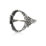 Thai Sterling Silver Oval Cabochon Ring Setting Adjustable Band SR0016