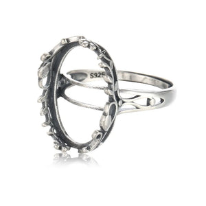 Thai Silver Adjustable Ring Base for 13x18mm Oval Cabochons